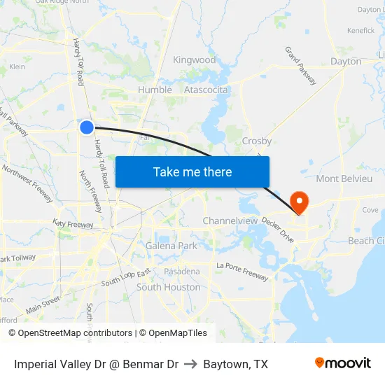 Imperial Valley Dr @ Benmar Dr to Baytown, TX map