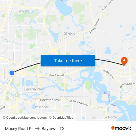 Maxey Road Pr to Baytown, TX map
