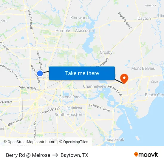 Berry Rd @ Melrose to Baytown, TX map