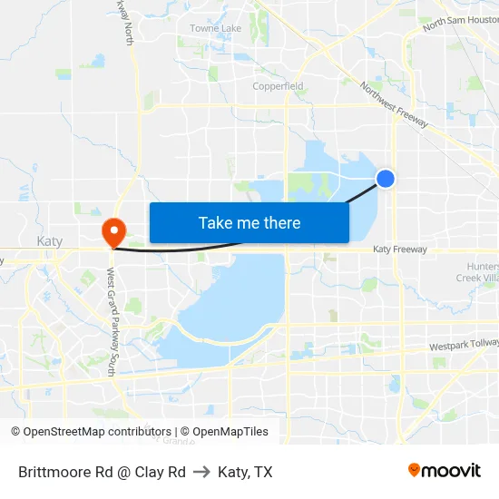 Brittmoore Rd @ Clay Rd to Katy, TX map