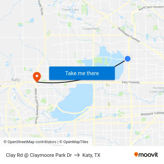 Clay Rd @ Claymoore Park Dr to Katy, TX map