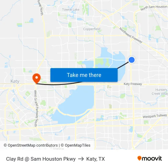 Clay Rd @ Sam Houston Pkwy to Katy, TX map