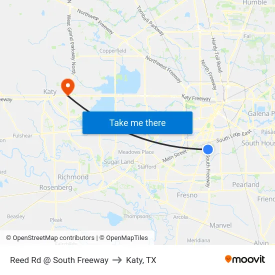 Reed Rd @ South Freeway to Katy, TX map