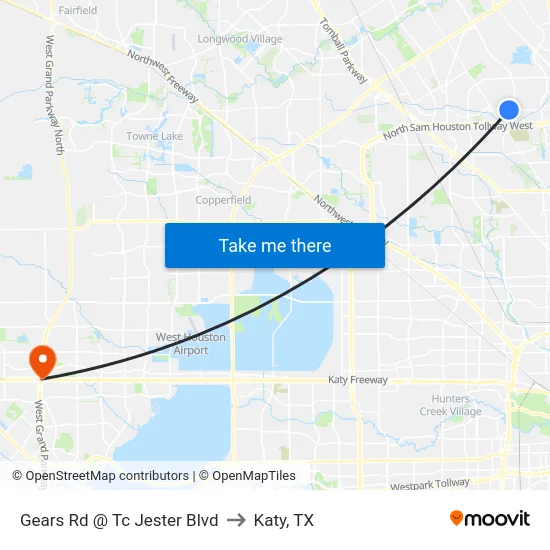 Gears Rd @ Tc Jester Blvd to Katy, TX map