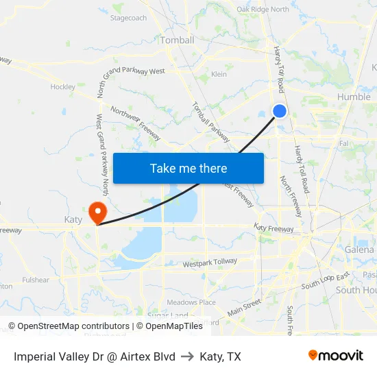 Imperial Valley Dr @ Airtex Blvd to Katy, TX map