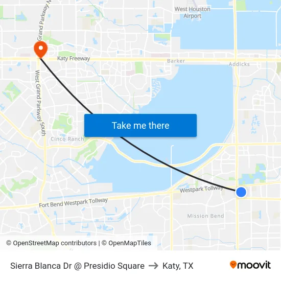 Sierra Blanca Dr @ Presidio Square to Katy, TX map