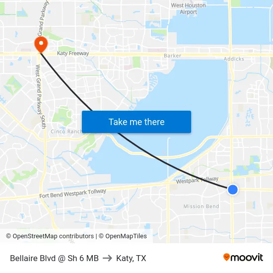 Bellaire Blvd @ Sh 6 MB to Katy, TX map