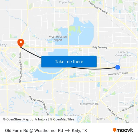 Old Farm Rd @ Westheimer Rd to Katy, TX map