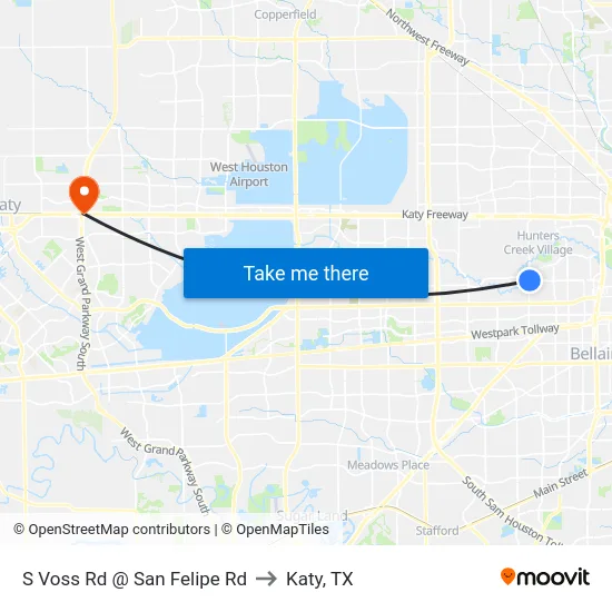 S Voss Rd @ San Felipe Rd to Katy, TX map