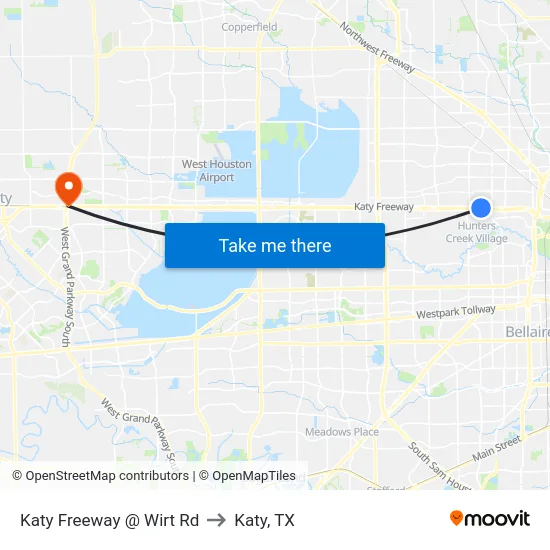Katy Freeway @ Wirt Rd to Katy, TX map