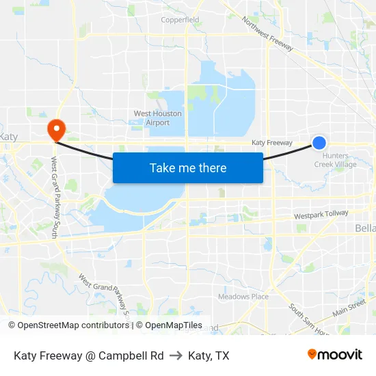 Katy Freeway @ Campbell Rd to Katy, TX map