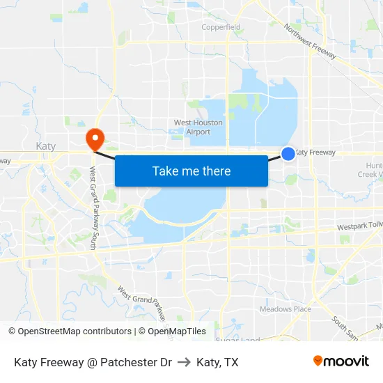 Katy Freeway @ Patchester Dr to Katy, TX map