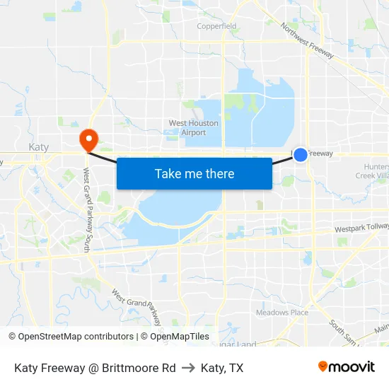 Katy Freeway @ Brittmoore Rd to Katy, TX map