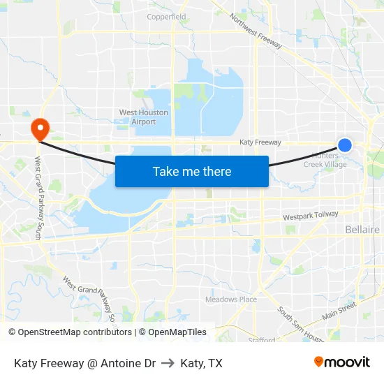 Katy Freeway @ Antoine Dr to Katy, TX map