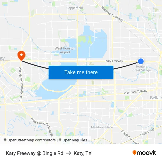 Katy Freeway @ Bingle Rd to Katy, TX map