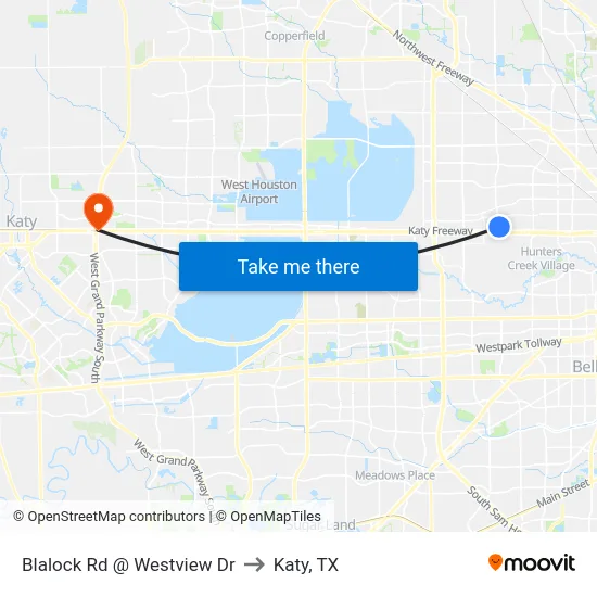Blalock Rd @ Westview Dr to Katy, TX map