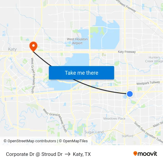 Corporate Dr @ Stroud Dr to Katy, TX map