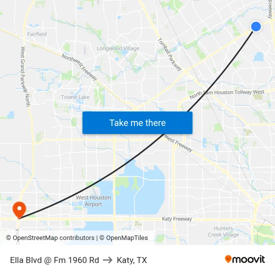Ella Blvd @ Fm 1960 Rd to Katy, TX map