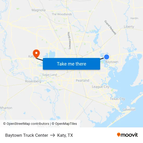 Baytown Truck Center to Katy, TX map