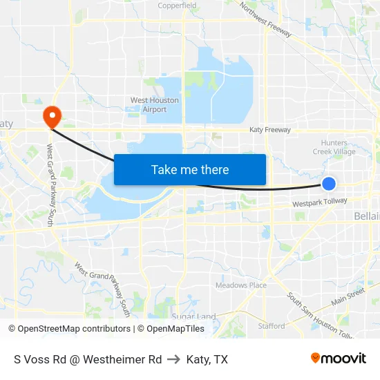 S Voss Rd @ Westheimer Rd to Katy, TX map