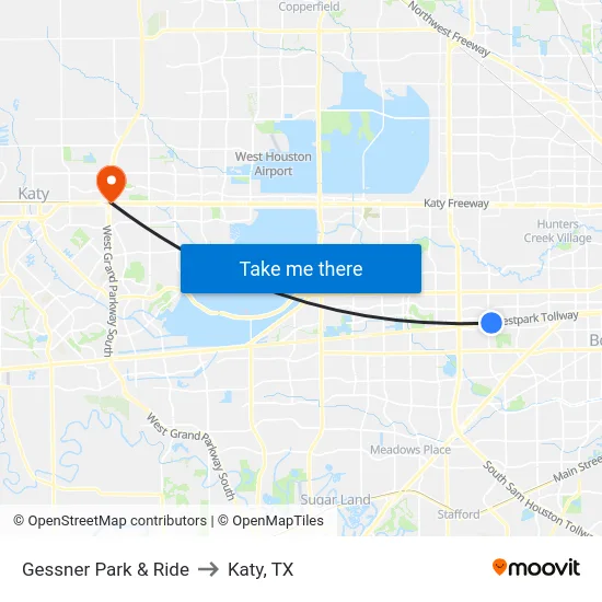 Gessner Park & Ride to Katy, TX map