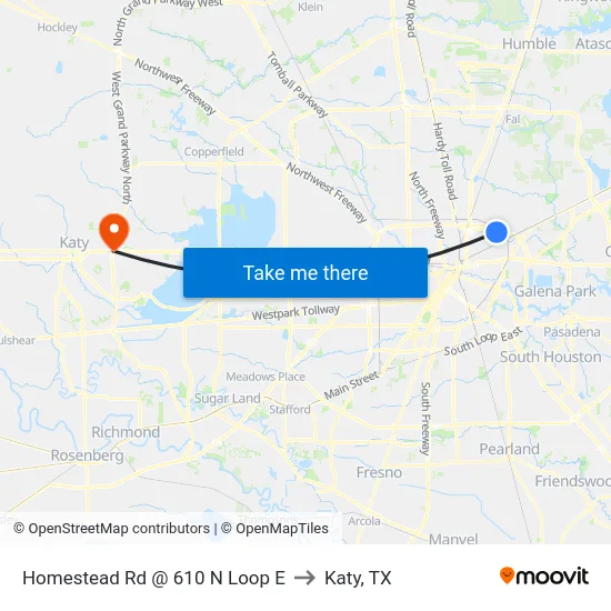 Homestead Rd @ 610 N Loop E to Katy, TX map