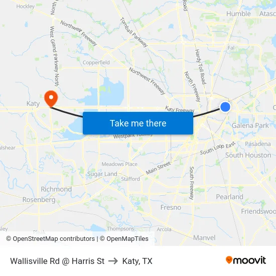 Wallisville Rd @ Harris St to Katy, TX map