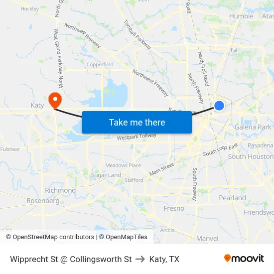 Wipprecht St @ Collingsworth St to Katy, TX map