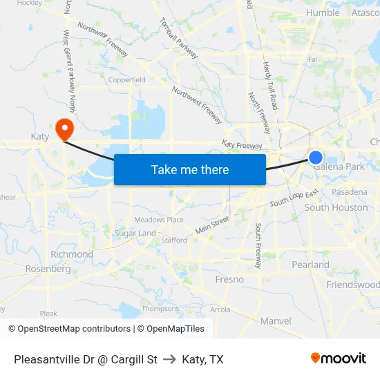 Pleasantville Dr @ Cargill St to Katy, TX map