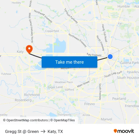 Gregg St @ Green to Katy, TX map