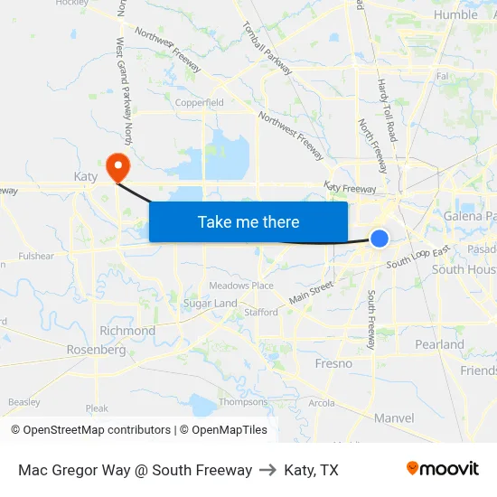 Mac Gregor Way @ South Freeway to Katy, TX map