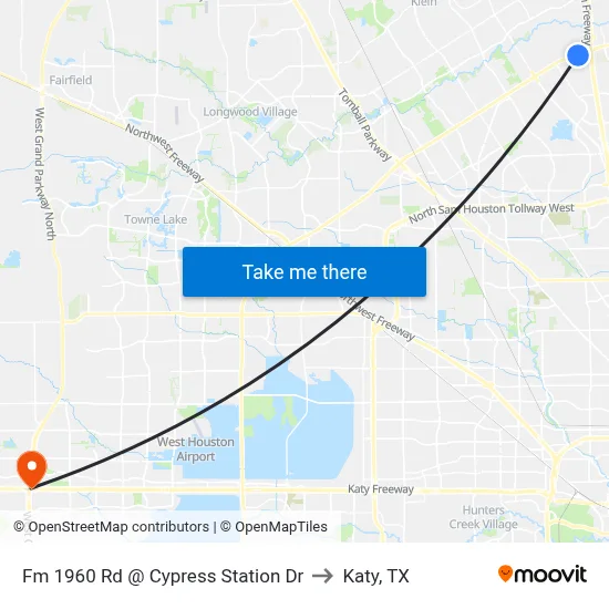 Fm 1960 Rd @ Cypress Station Dr to Katy, TX map