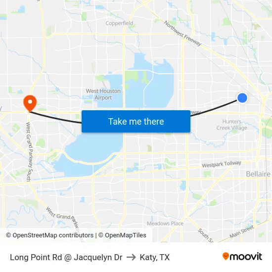 Long Point Rd @ Jacquelyn Dr to Katy, TX map