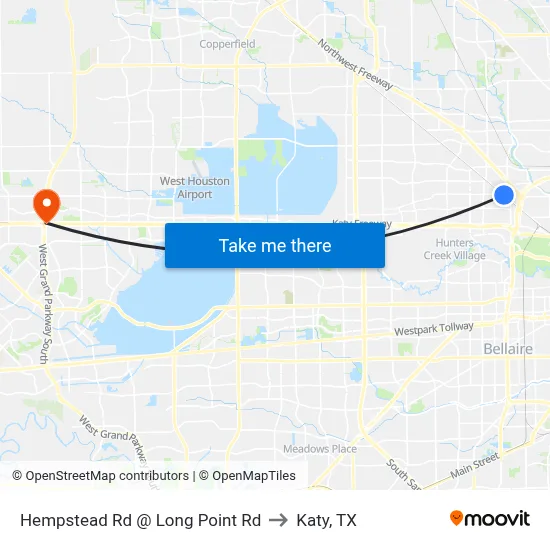 Hempstead Rd @ Long Point Rd to Katy, TX map