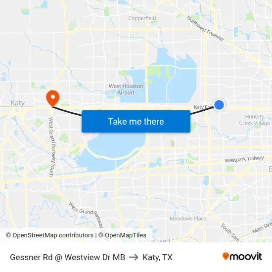 Gessner Rd @ Westview Dr MB to Katy, TX map