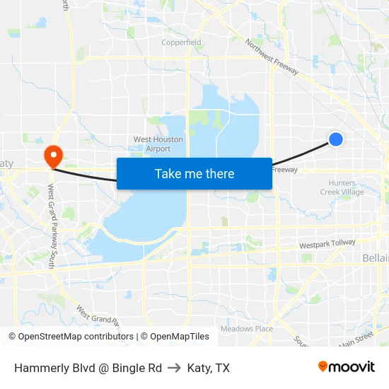 Hammerly Blvd @ Bingle Rd to Katy, TX map
