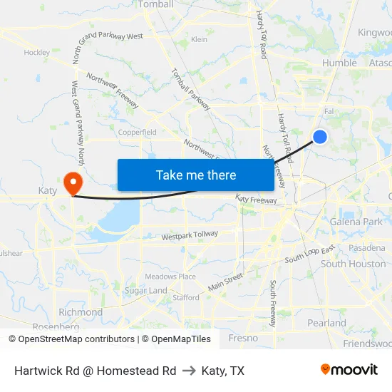Hartwick Rd @ Homestead Rd to Katy, TX map
