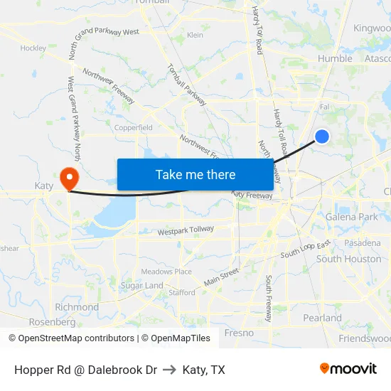 Hopper Rd @ Dalebrook Dr to Katy, TX map