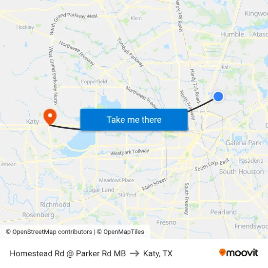 Homestead Rd @ Parker Rd MB to Katy, TX map