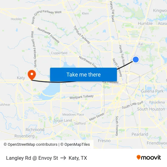 Langley Rd @ Envoy St to Katy, TX map