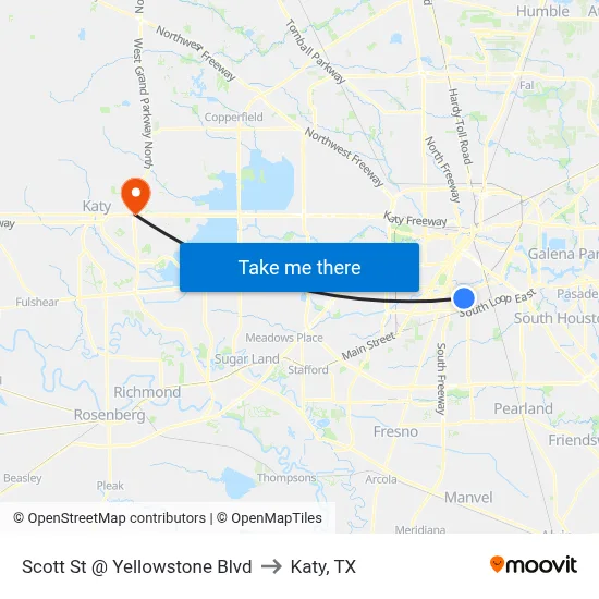Scott St @ Yellowstone Blvd to Katy, TX map