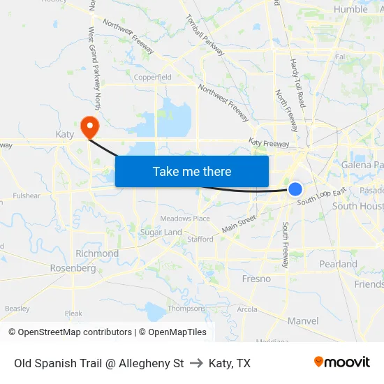 Old Spanish Trail @ Allegheny St to Katy, TX map