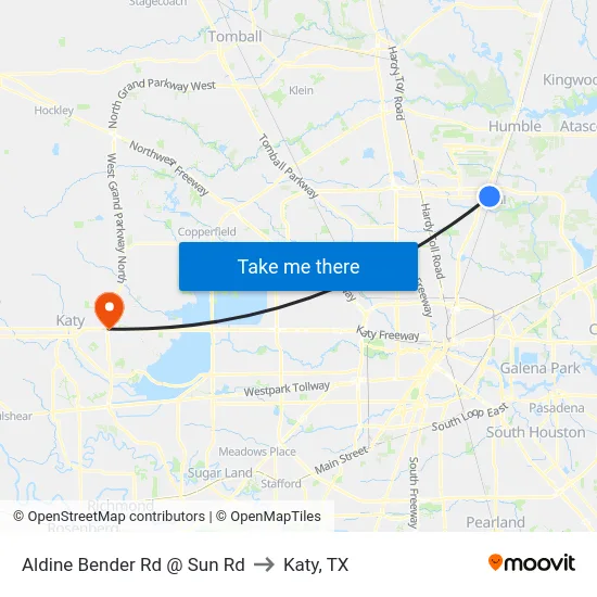 Aldine Bender Rd @ Sun Rd to Katy, TX map