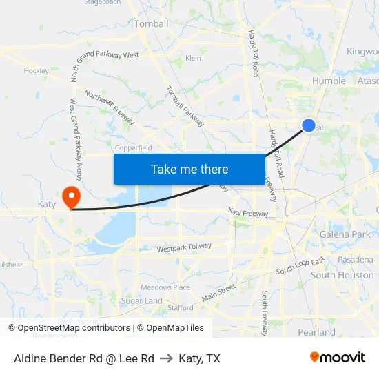 Aldine Bender Rd @ Lee Rd to Katy, TX map