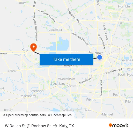 W Dallas St @ Rochow St to Katy, TX map