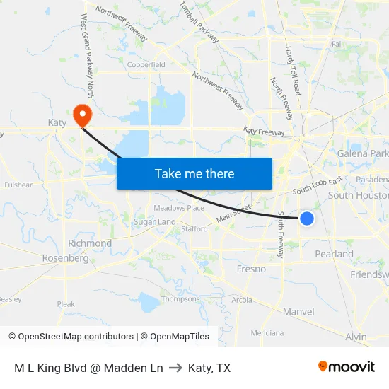 M L King Blvd @ Madden Ln to Katy, TX map