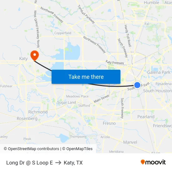 Long Dr @ S Loop E to Katy, TX map