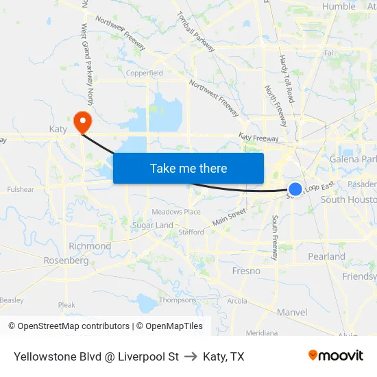 Yellowstone Blvd @ Liverpool St to Katy, TX map