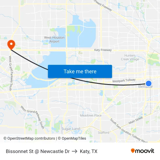 Bissonnet St @ Newcastle Dr to Katy, TX map