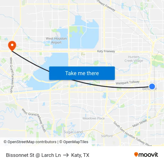 Bissonnet St @ Larch Ln to Katy, TX map